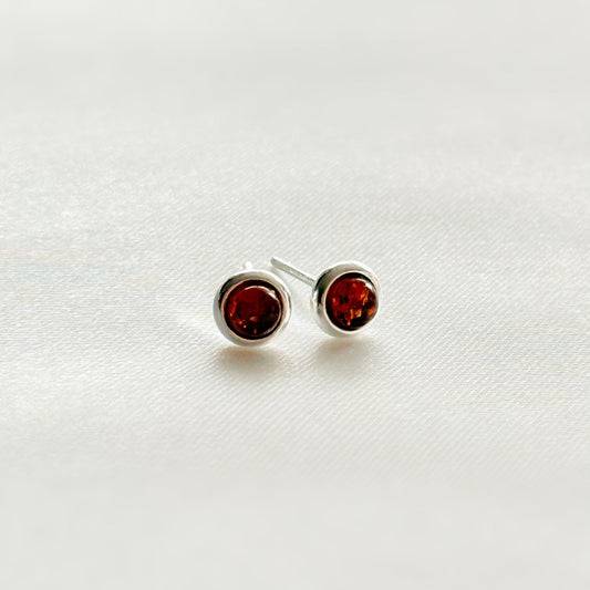 Sterling Silver Baltic Amber Stud Earrings | Unisex