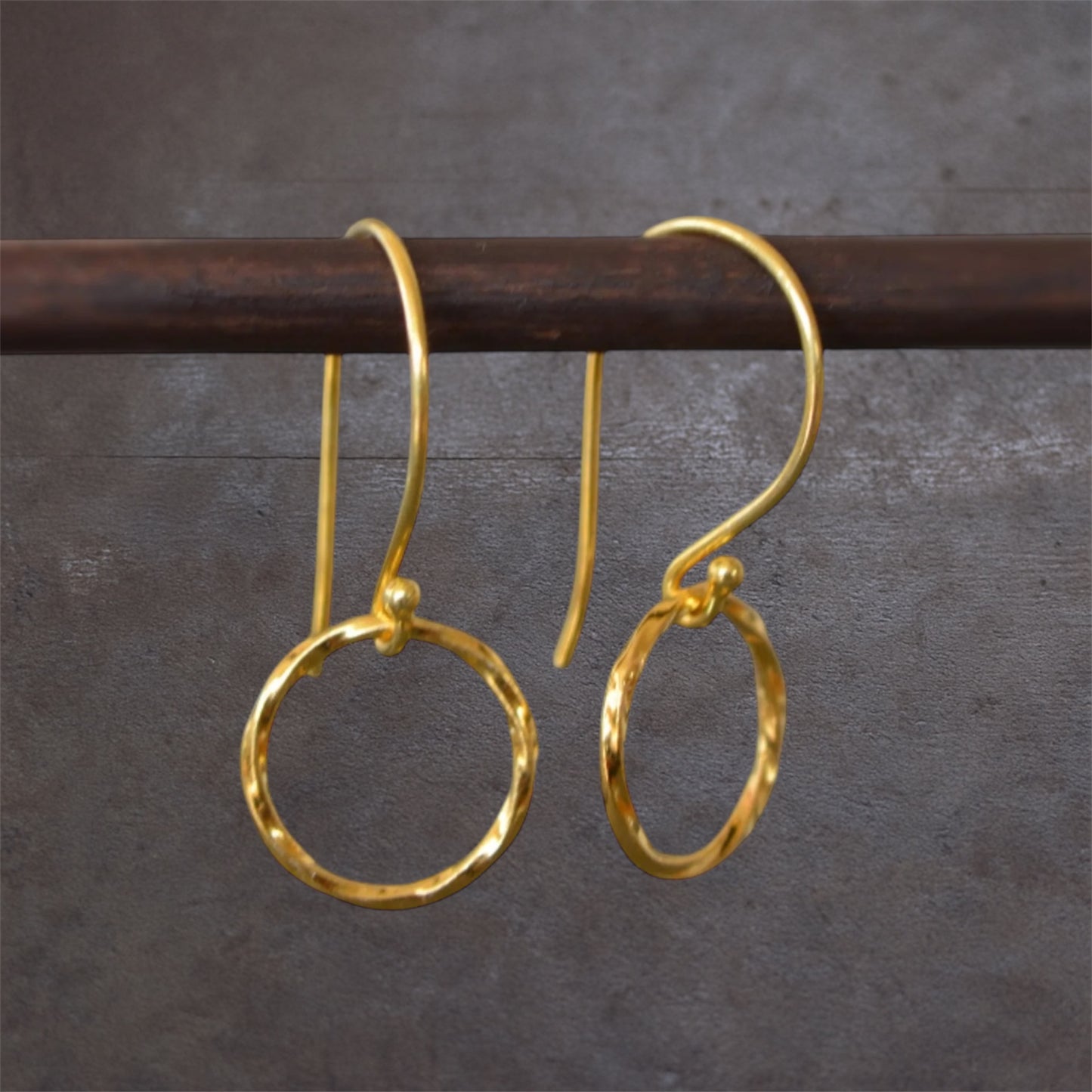 24k Gold Vermeil Circle Earrings.