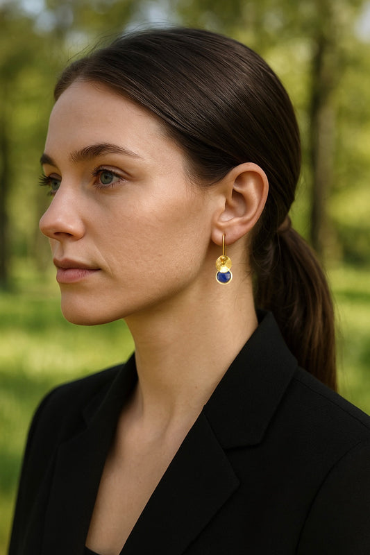 24k gold vermeil and sapphire earrings.