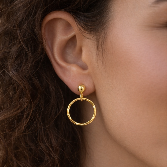 24k gold vermeil ball and circle stud earrings.