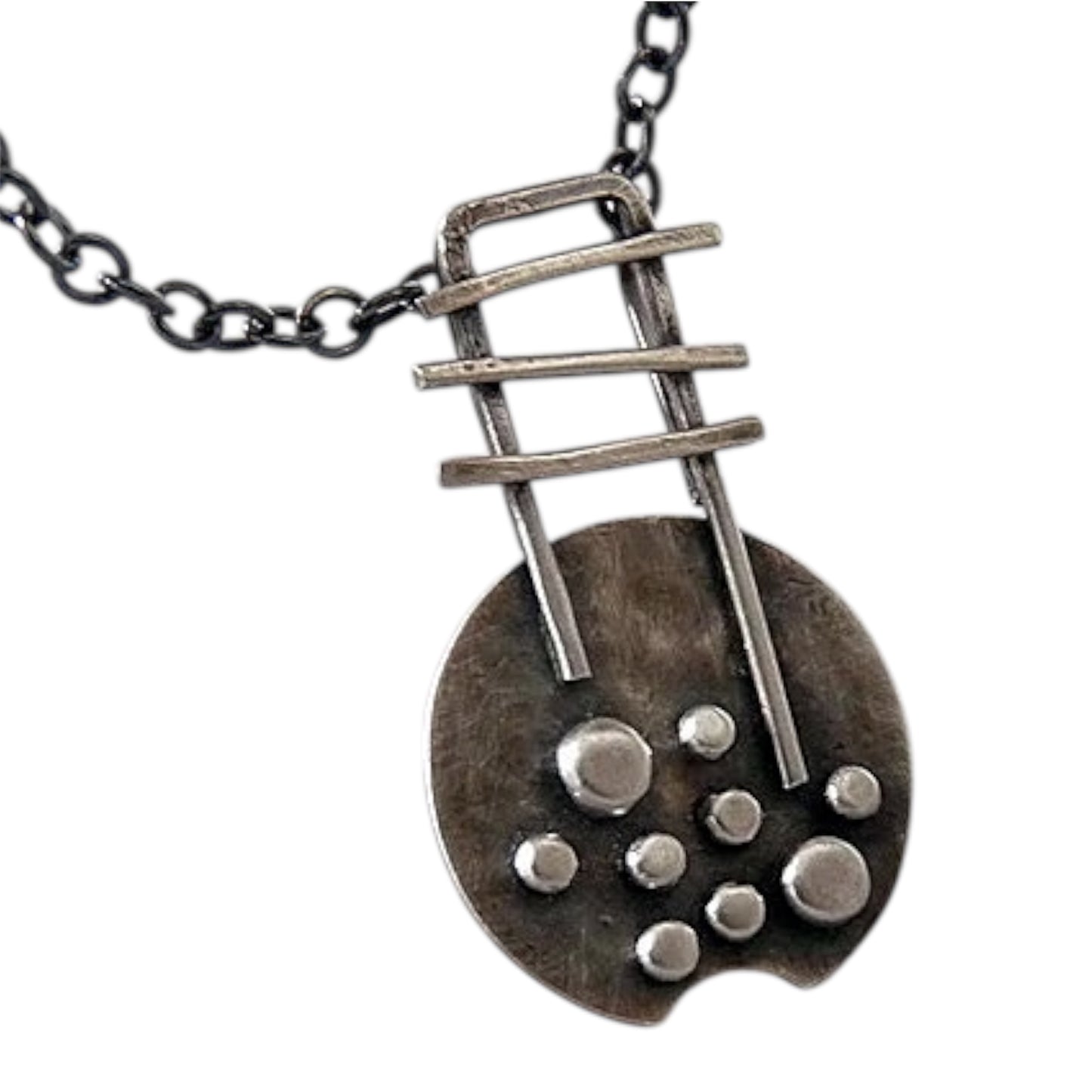 Artisan oxidised rustic sterling silver necklace.