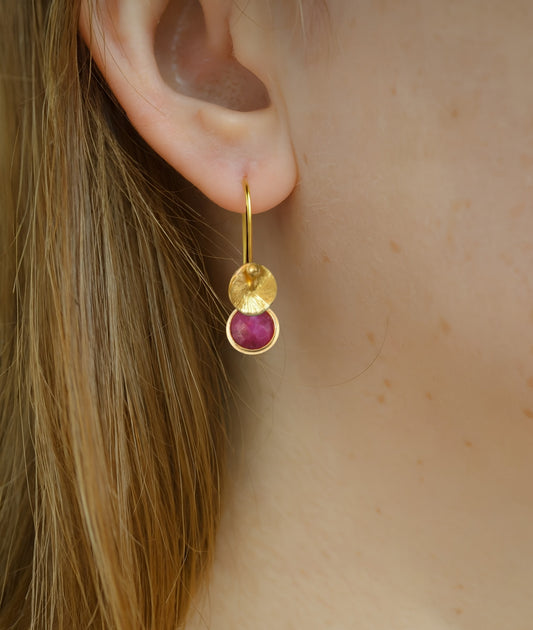 24k gold vermeil and ruby earrings.