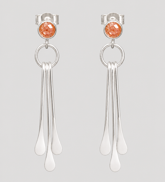 Sterling Silver Sunstone Dangle Earrings