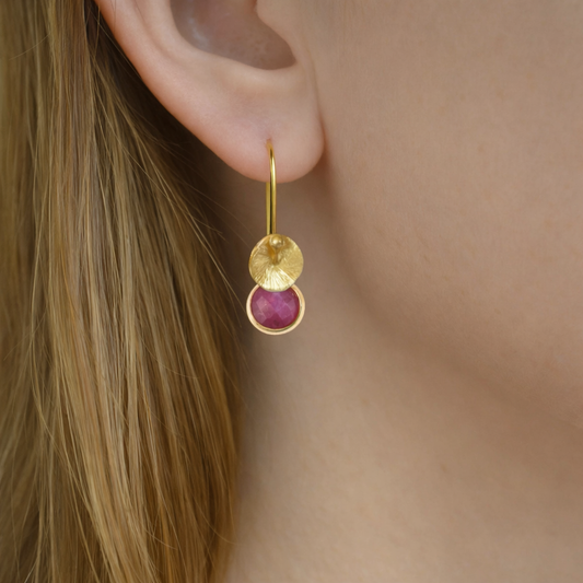 24k gold vermeil and ruby earrings.