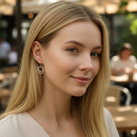 Two circles sterling silver earrings.