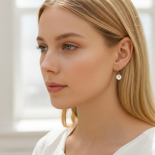 Gold vermeil, sterling silver disc and ball earrings.