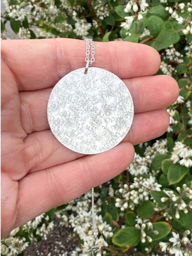 Large Hand-Hammered Sterling Silver Disc Necklace