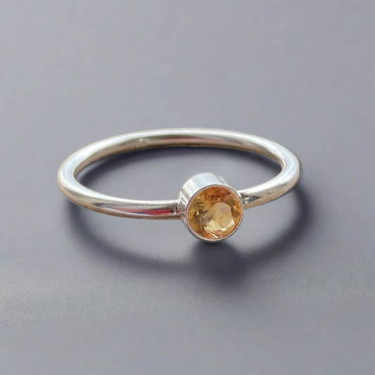 Citrine sterling silver stackable ring