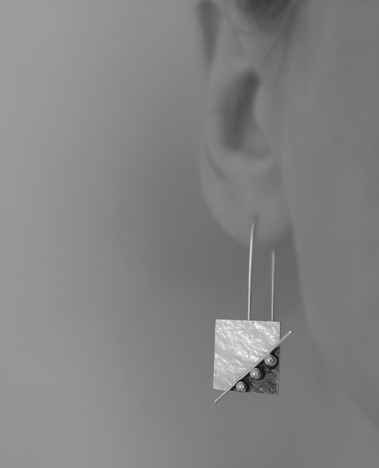 Sterling Silver Square Drop Earrings