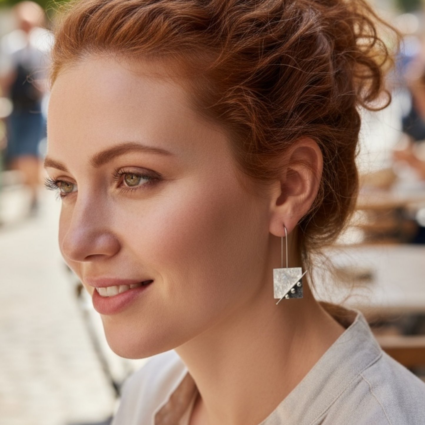 Sterling Silver Square Drop Earrings