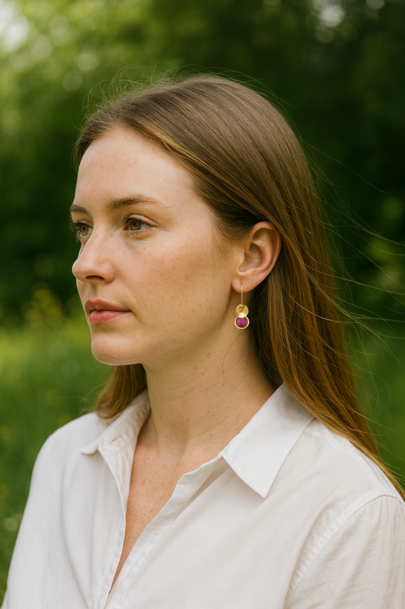 24k gold vermeil and ruby earrings.