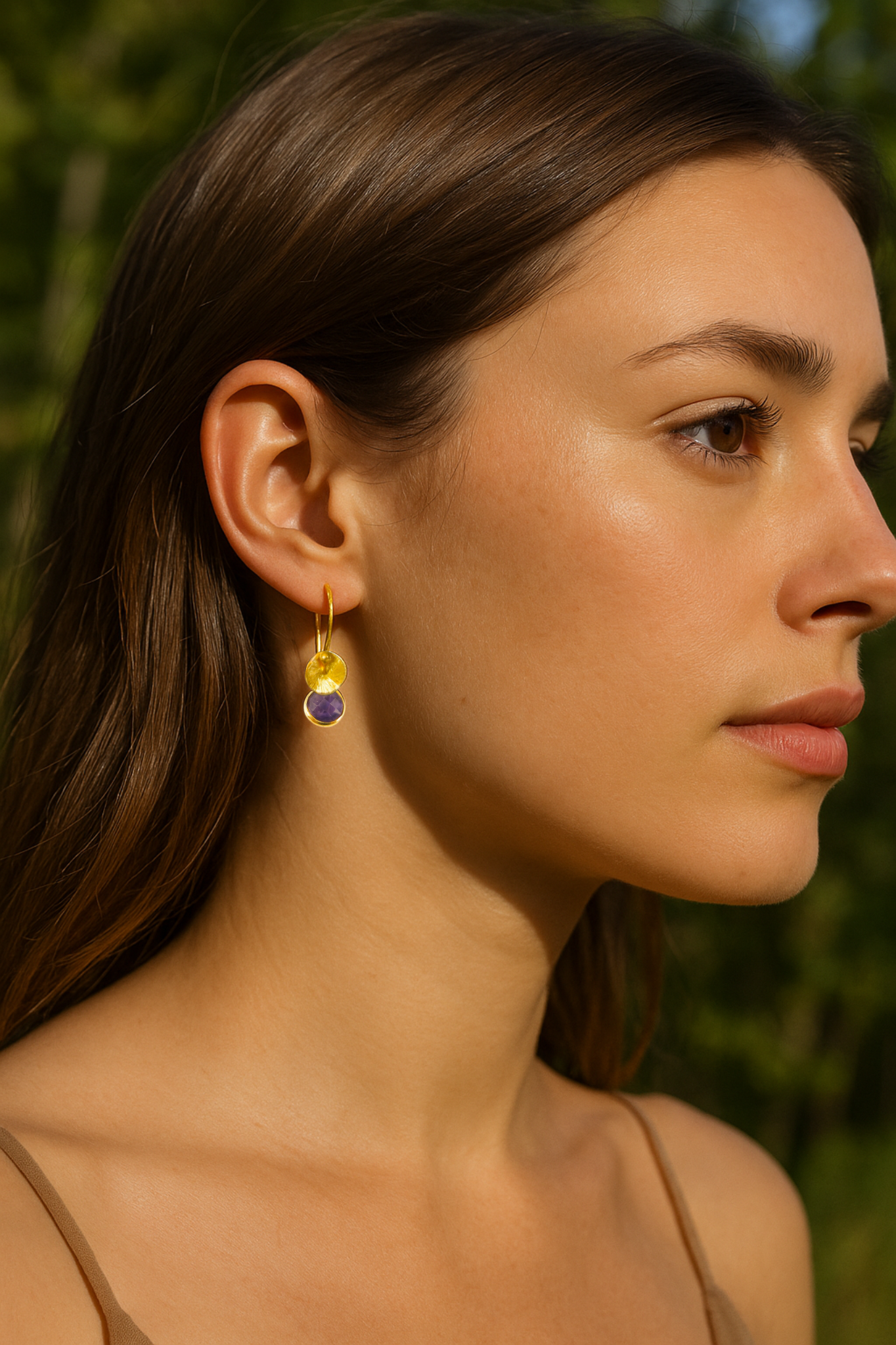 24k gold vermeil and amethyst earrings.