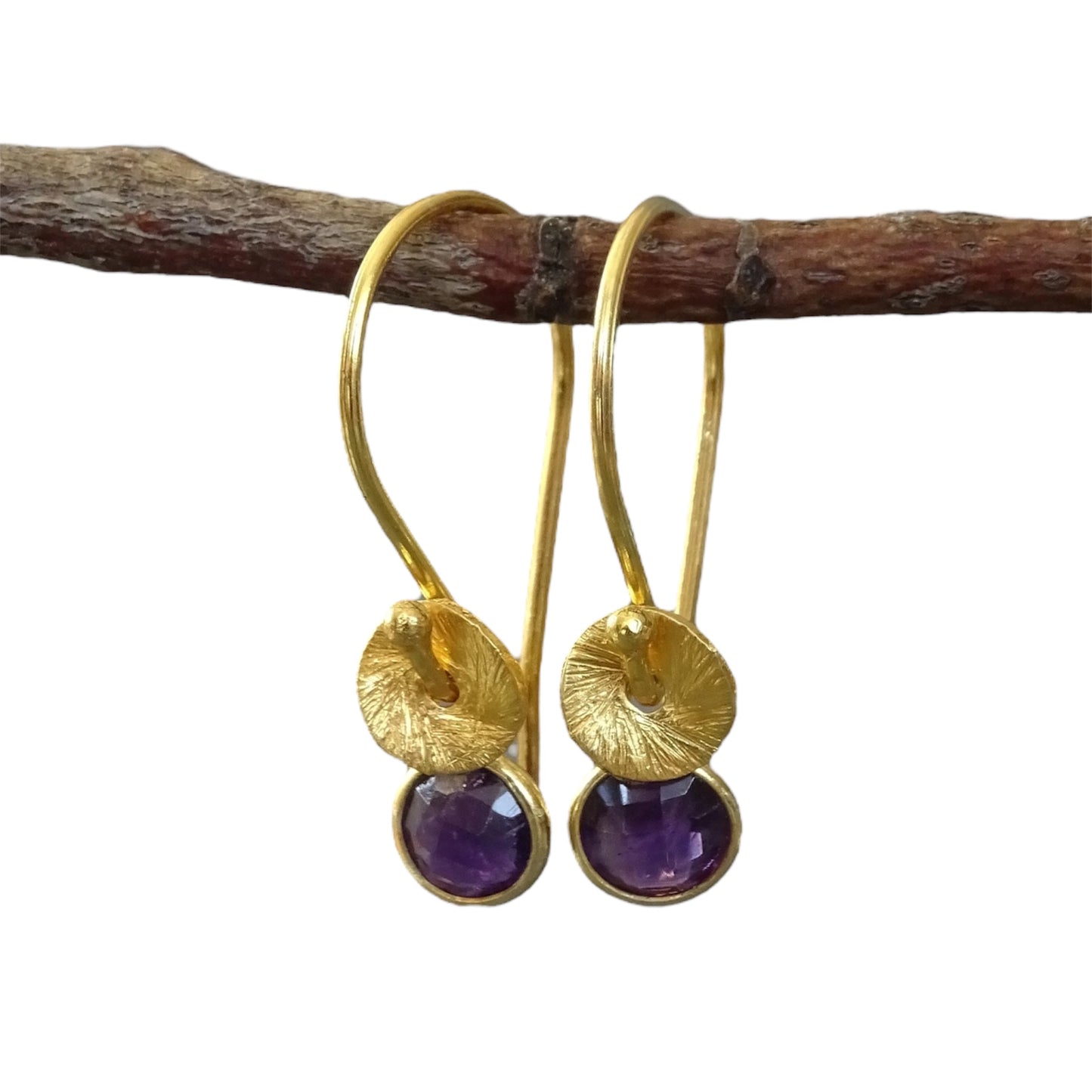 24k gold vermeil and amethyst earrings.