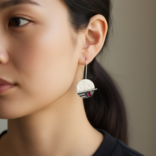 Sterling silver garnet earrings.