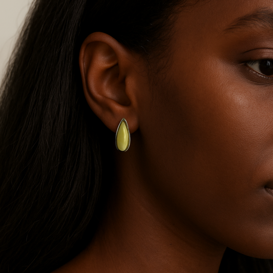 Baltic Yellow Amber and Sterling Silver Stud Earrings