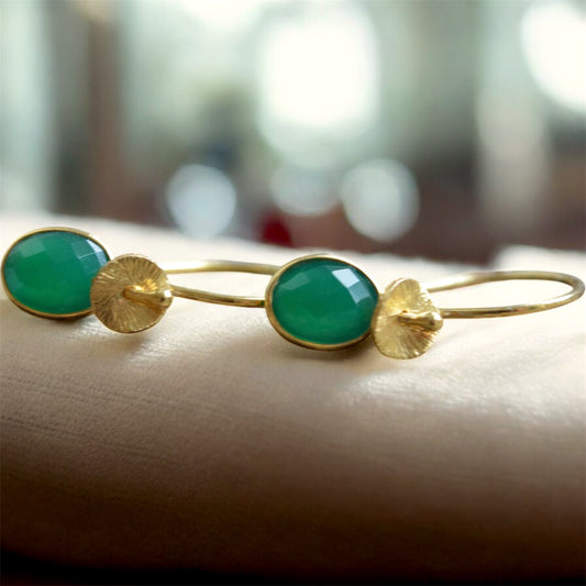 24k gold vermeil and green onyx earrings.