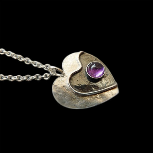 Amethyst sterling silver heart necklace.