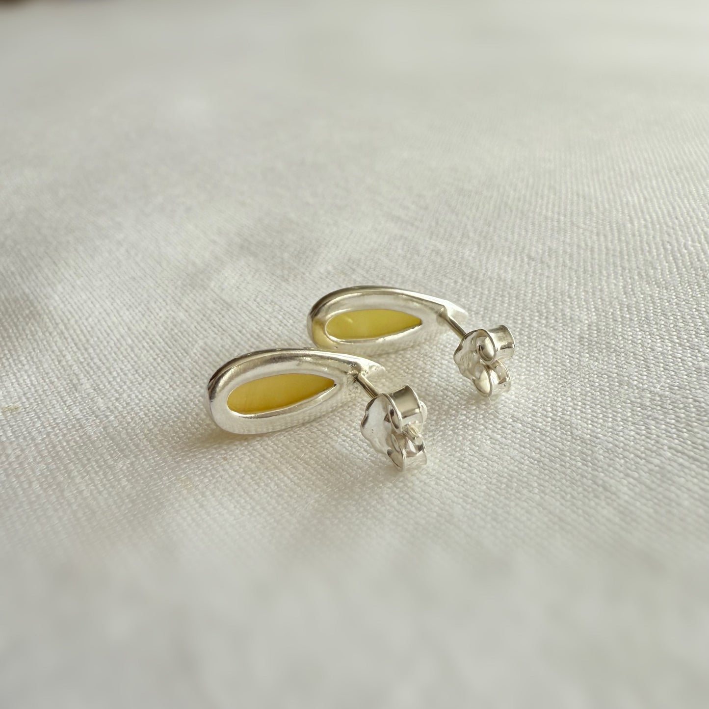 Baltic Yellow Amber and Sterling Silver Stud Earrings