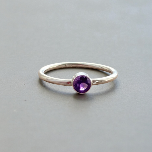 Handmade Sterling Silver Amethyst Ring: February Birthstone