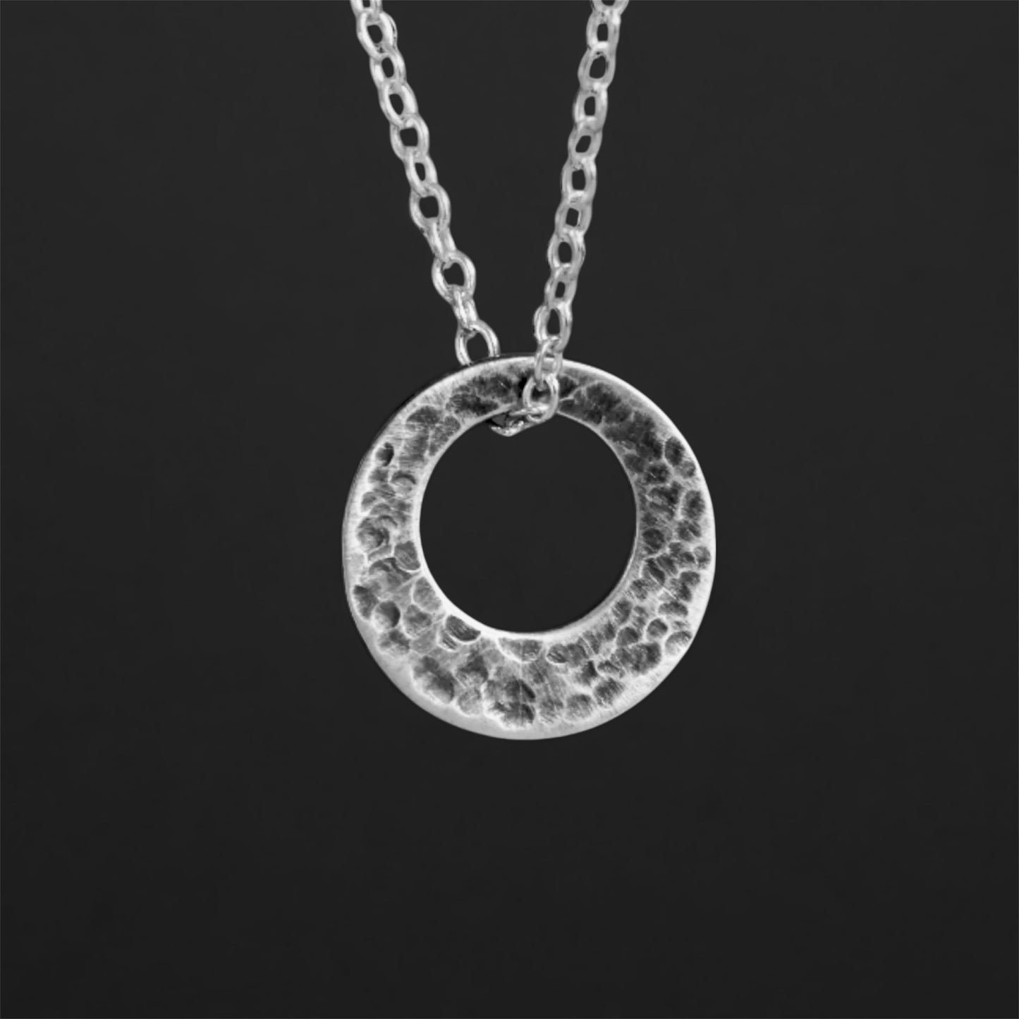 Small oxidised sterling silver washer necklace.