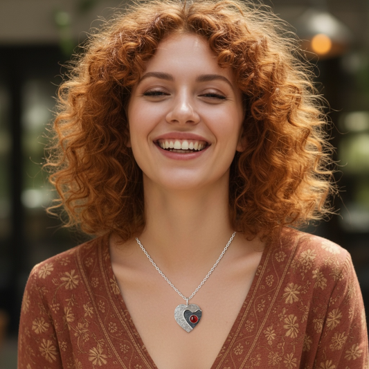 Carnelian sterling silver heart necklace.