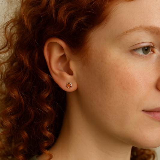 Small Sterling Silver Stud Earrings with Baltic Amber