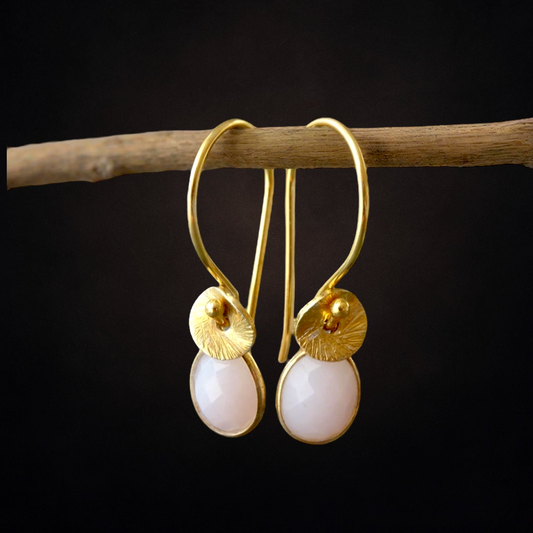 24k gold vermeil opal earrings. October birthstone earrings.