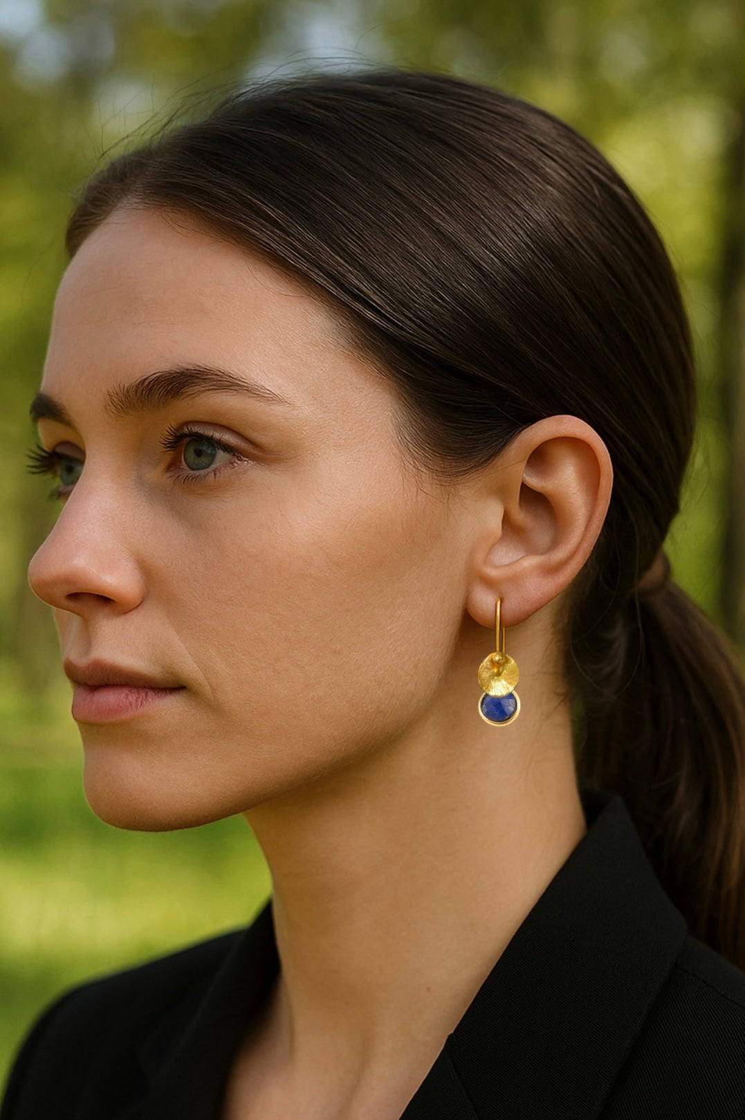 24k gold vermeil and sapphire earrings.