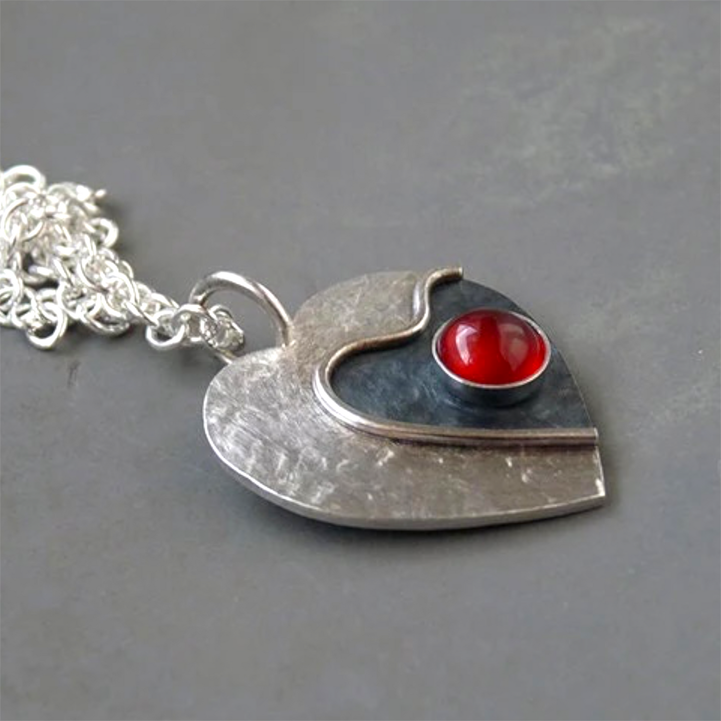Carnelian sterling silver heart necklace.