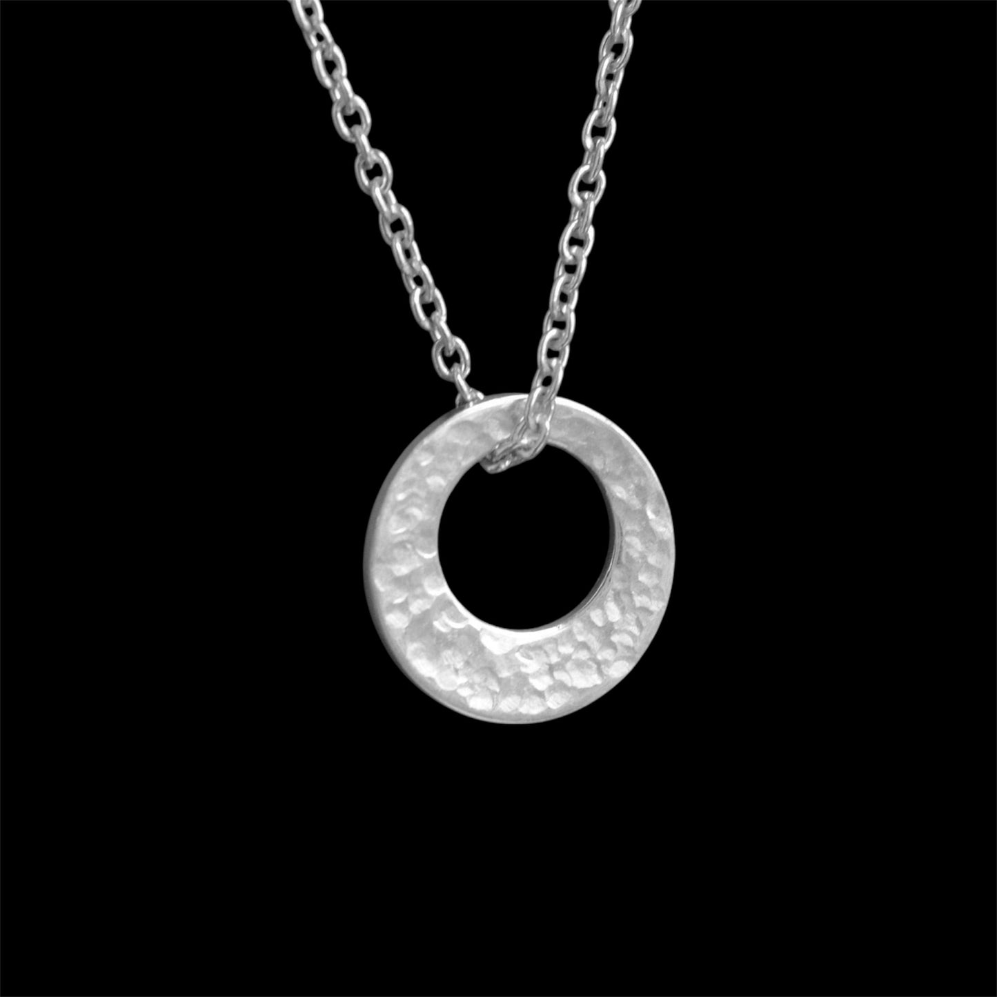 Small minimalist hammered sterling silver necklace.