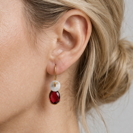 Garnet 24k gold vermeil, sterling silver earrings.