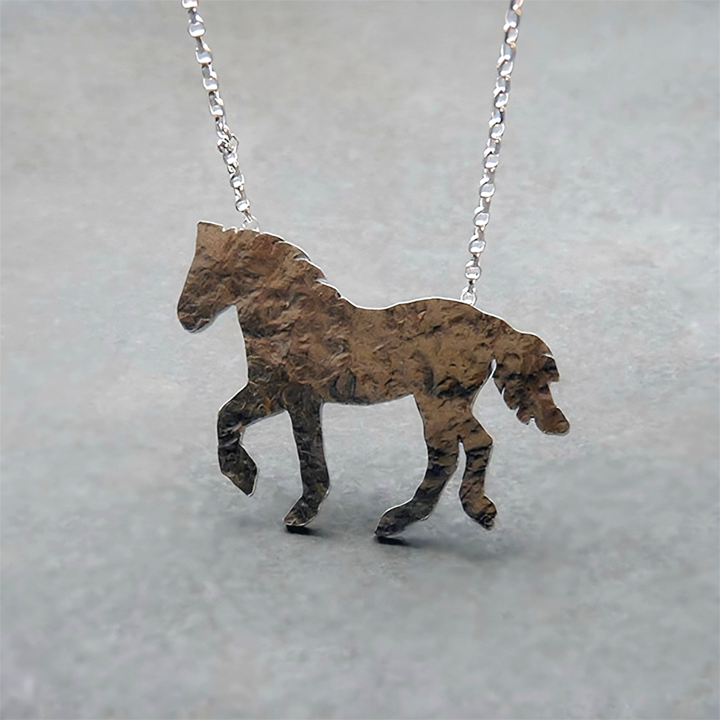Sterling silver horse necklace.