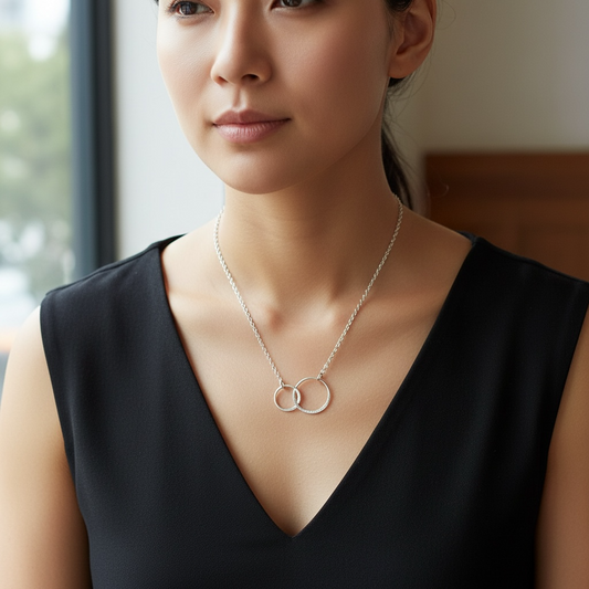 Sterling silver infinity necklace.