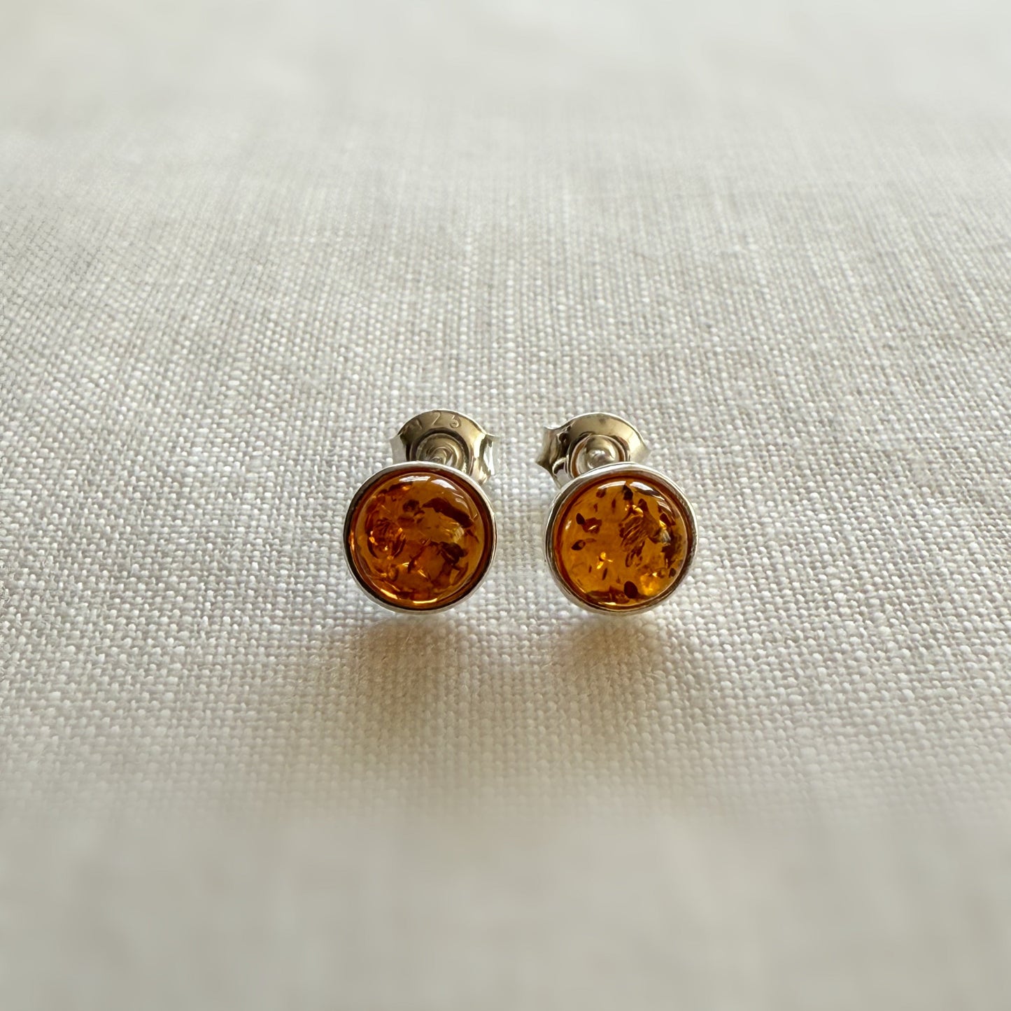 Baltic Amber and Sterling Silver Stud Earrings
