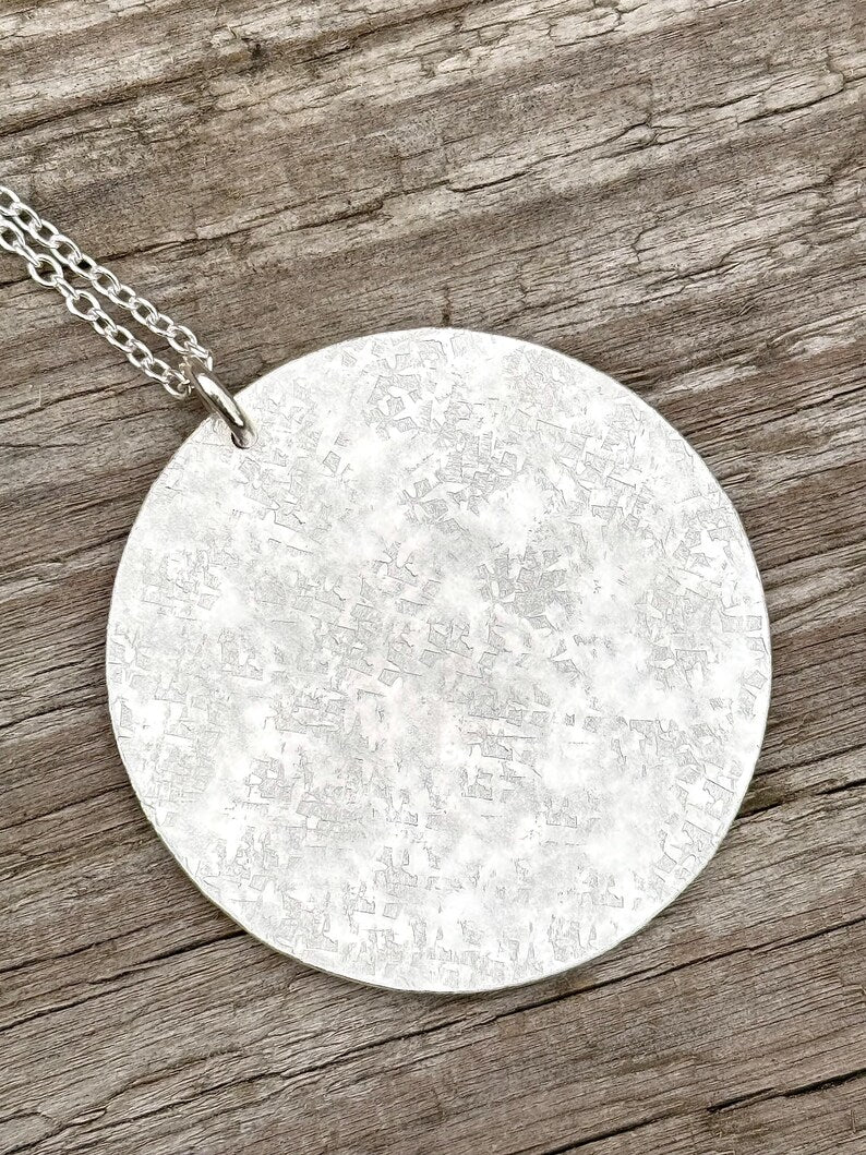 Large Hand-Hammered Sterling Silver Disc Necklace
