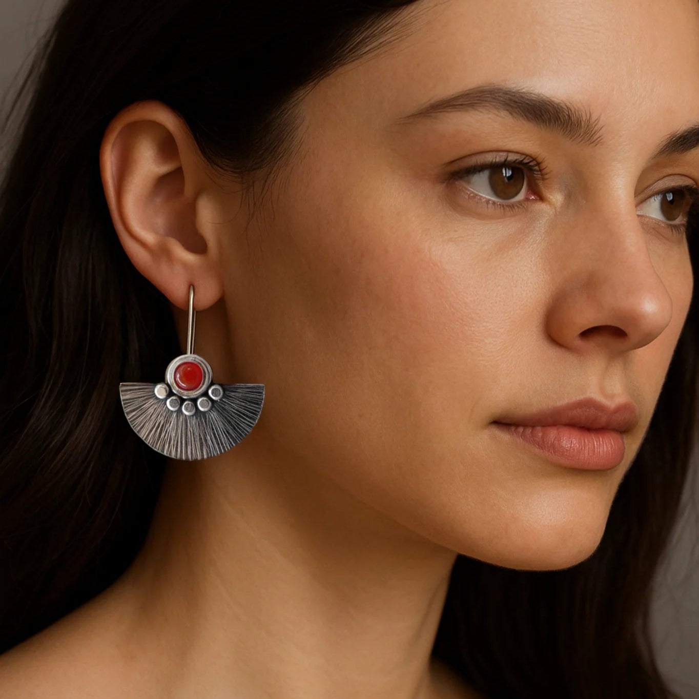 Peridot Sterling Silver Fan Earrings.