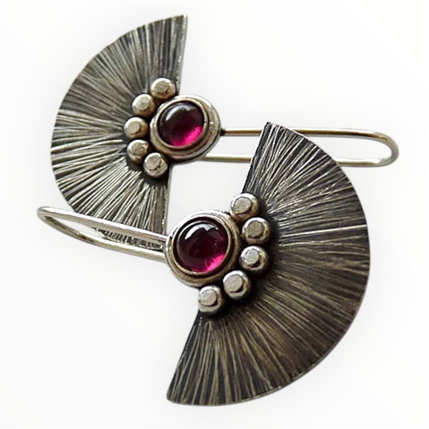 Garnet Fan Sterling Silver Earrings