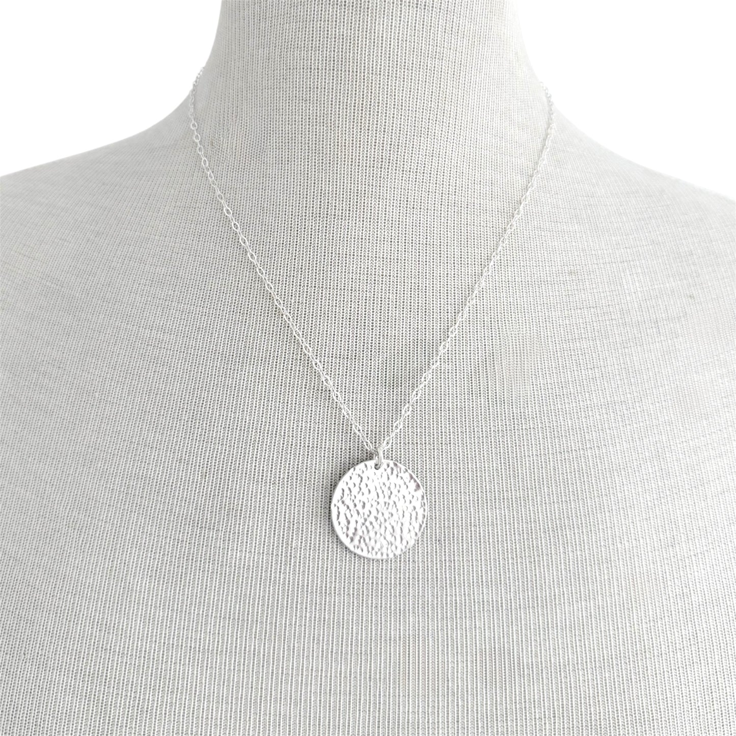 Hammered Sterling Silver Disc Necklace | Minimalist and Timeless