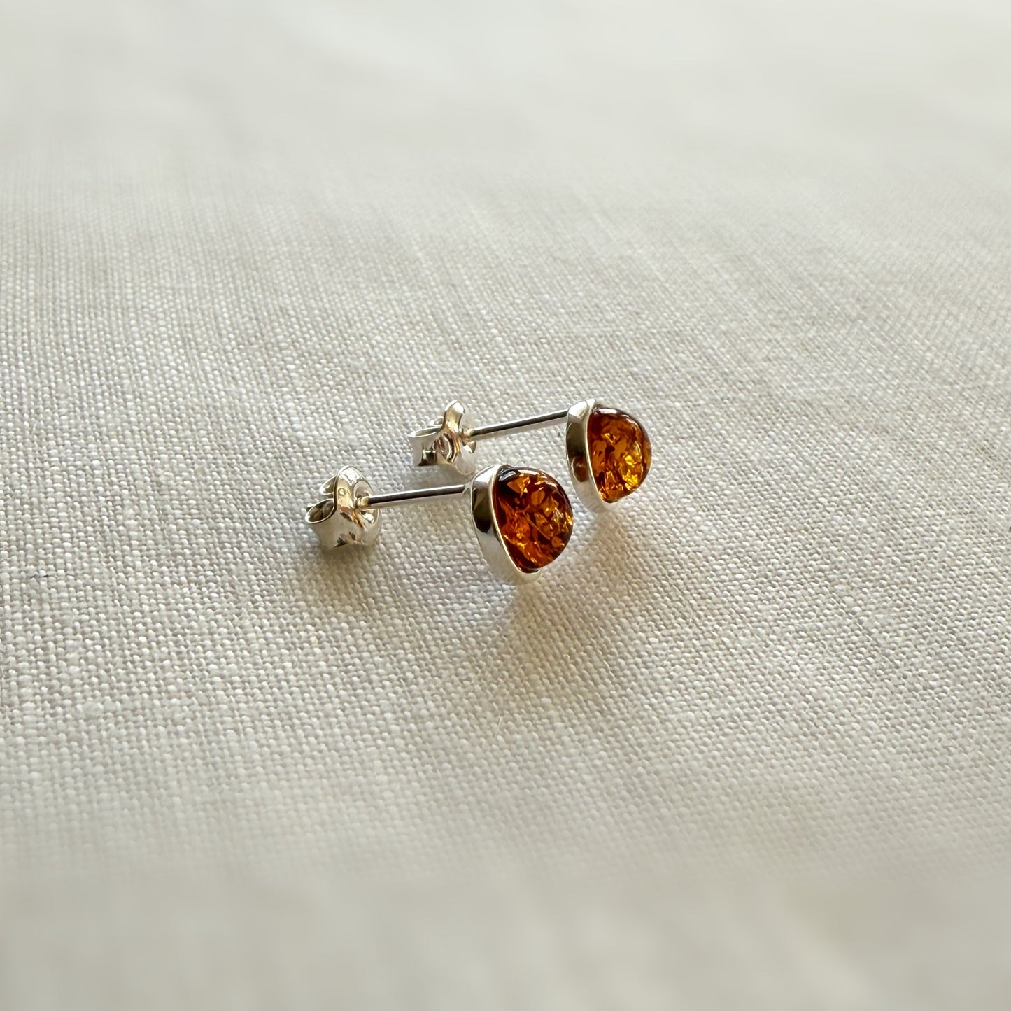 Baltic Amber and Sterling Silver Stud Earrings