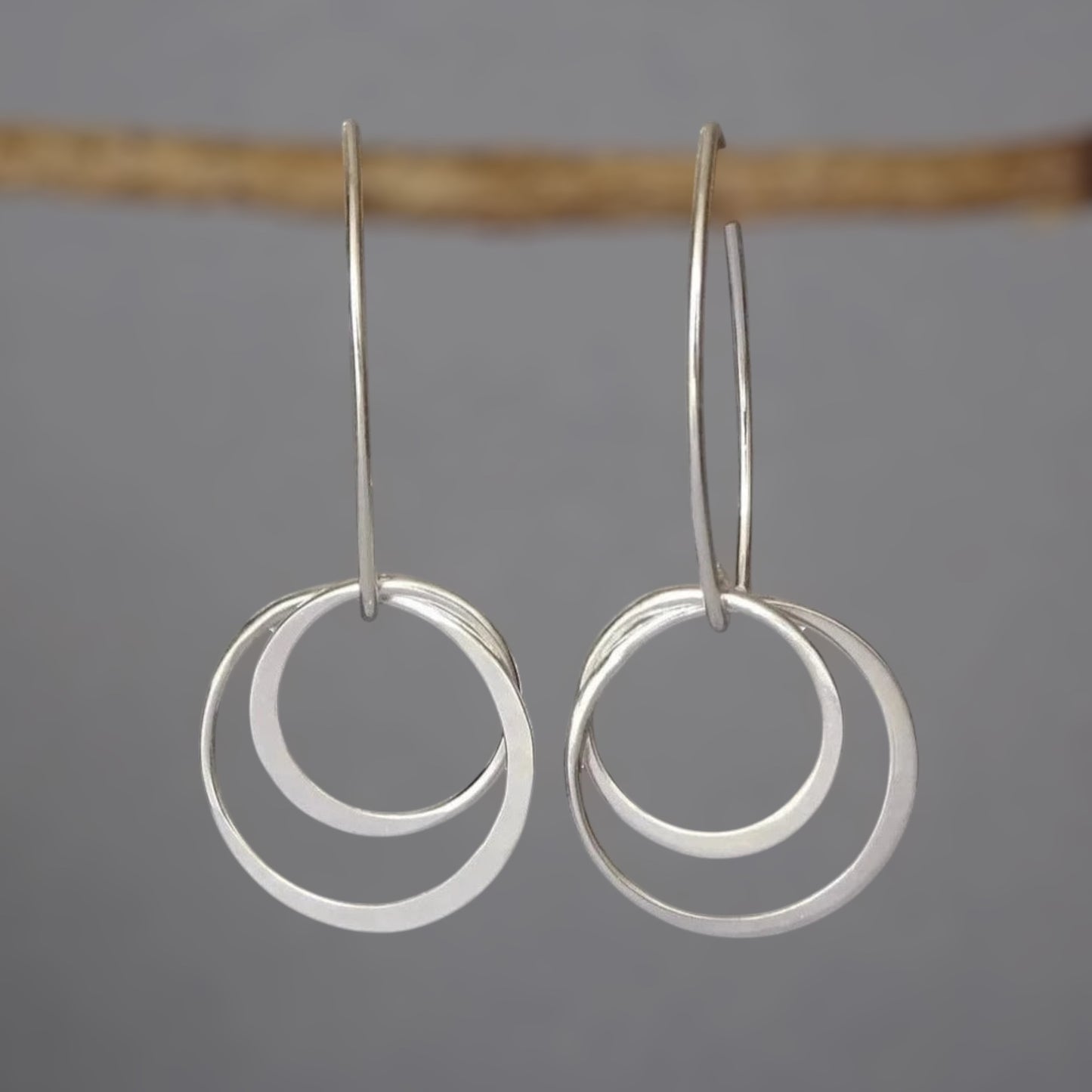 Two circles sterling silver earrings.