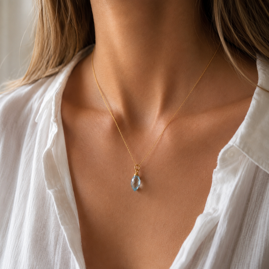 24k Gold Vermeil Sky Blue Topaz Necklace