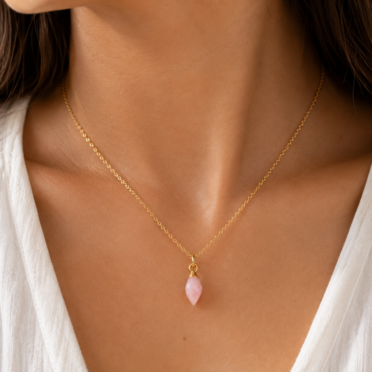 Gold Vermeil Pink Opal Necklace