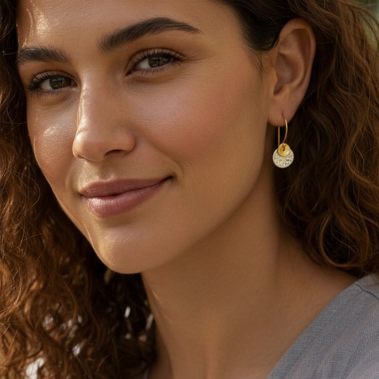 Two tone disc earrings