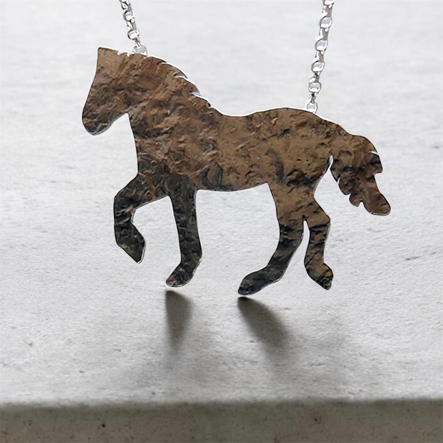 Sterling silver horse necklace.