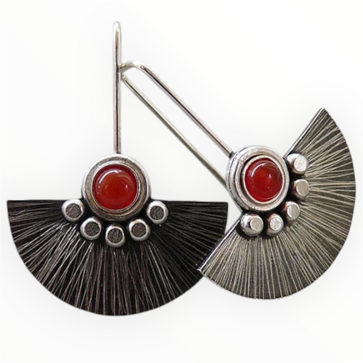 Carnelian sterling silver fan earrings.