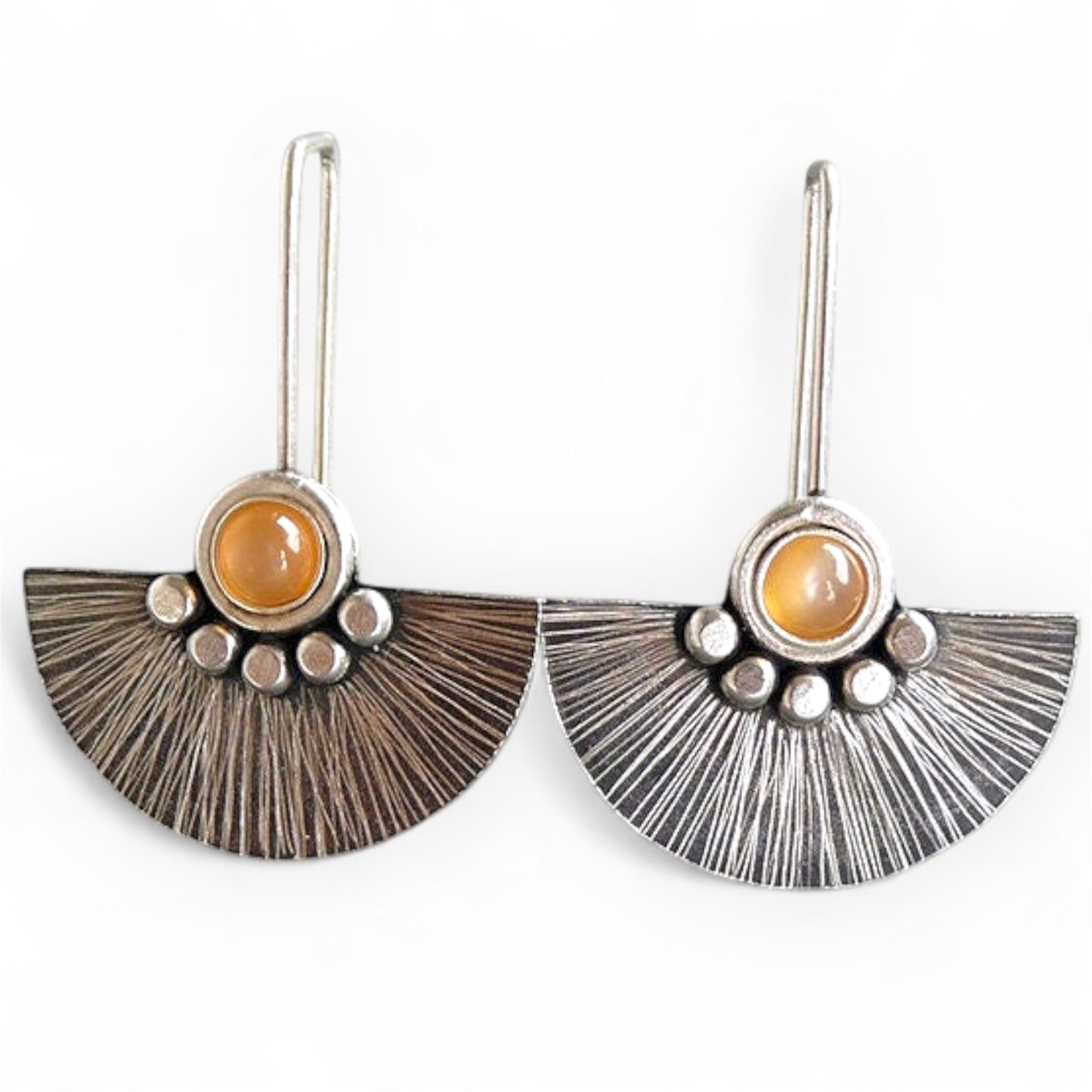 Moonstone sterling silver fan earrings.