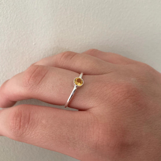 Citrine sterling silver stackable ring
