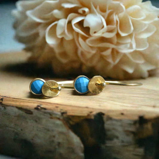 24k gold vermeil and turquoise earrings. December birthstone earrings.