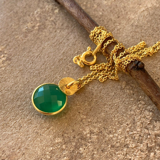 green onyx and 24k gold vermeil necklace