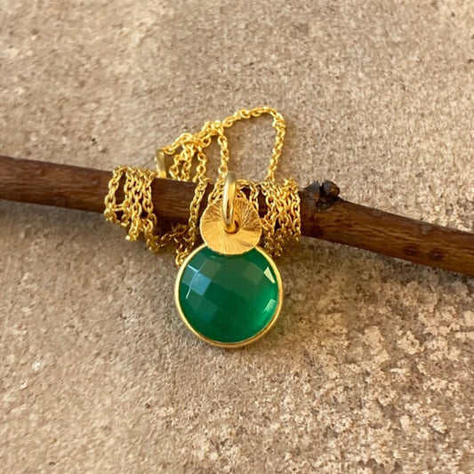 green onyx and 24k gold vermeil necklace